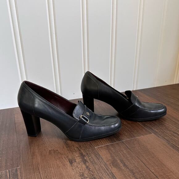 Vintage 90s/Y2K Blue Leather Loafer Pumps size 7 - Picture 2 of 8